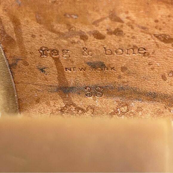 Rag & Bone Harrow Booties Leather Suede Ankle Boot Brown Women's 8 Stacked Heel - Picture 8 of 10